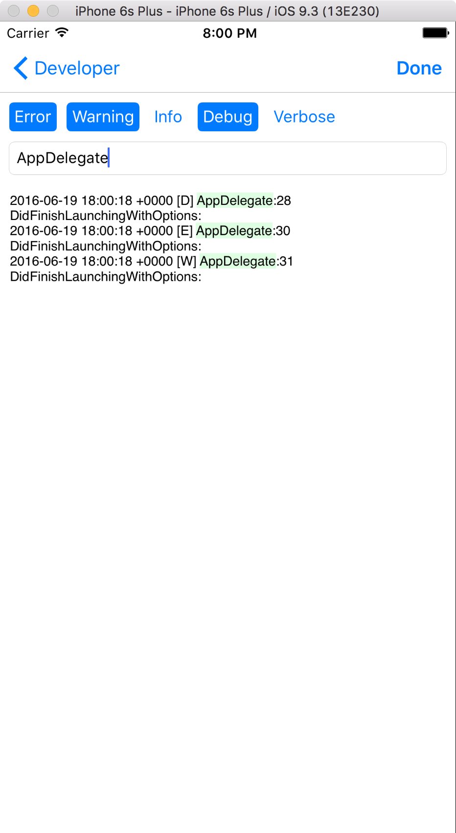 TBODeveloperOverlay Logger